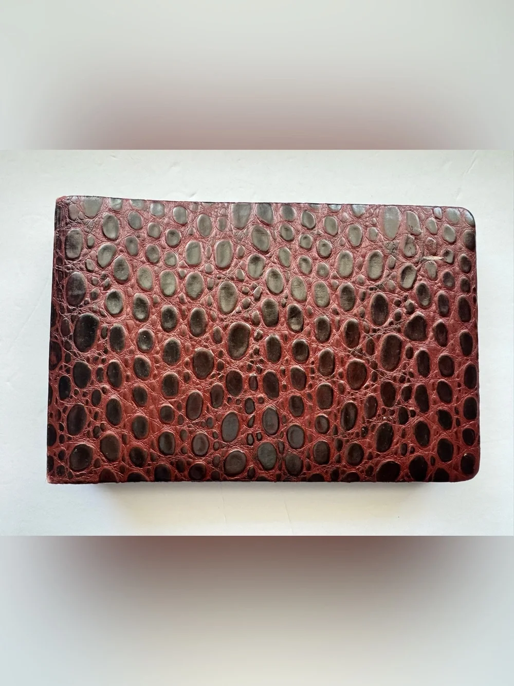 Vintage Horn 7546 Faux Alligator Photo Album Made in USA Brown Scrapbook Memory